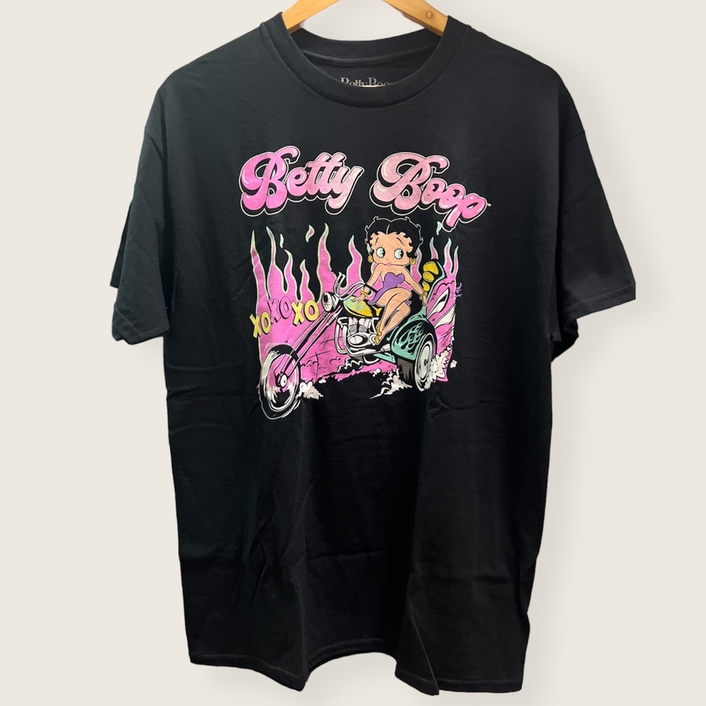 Betty Boop Graphic Tee Motorcycle Black XL NEW